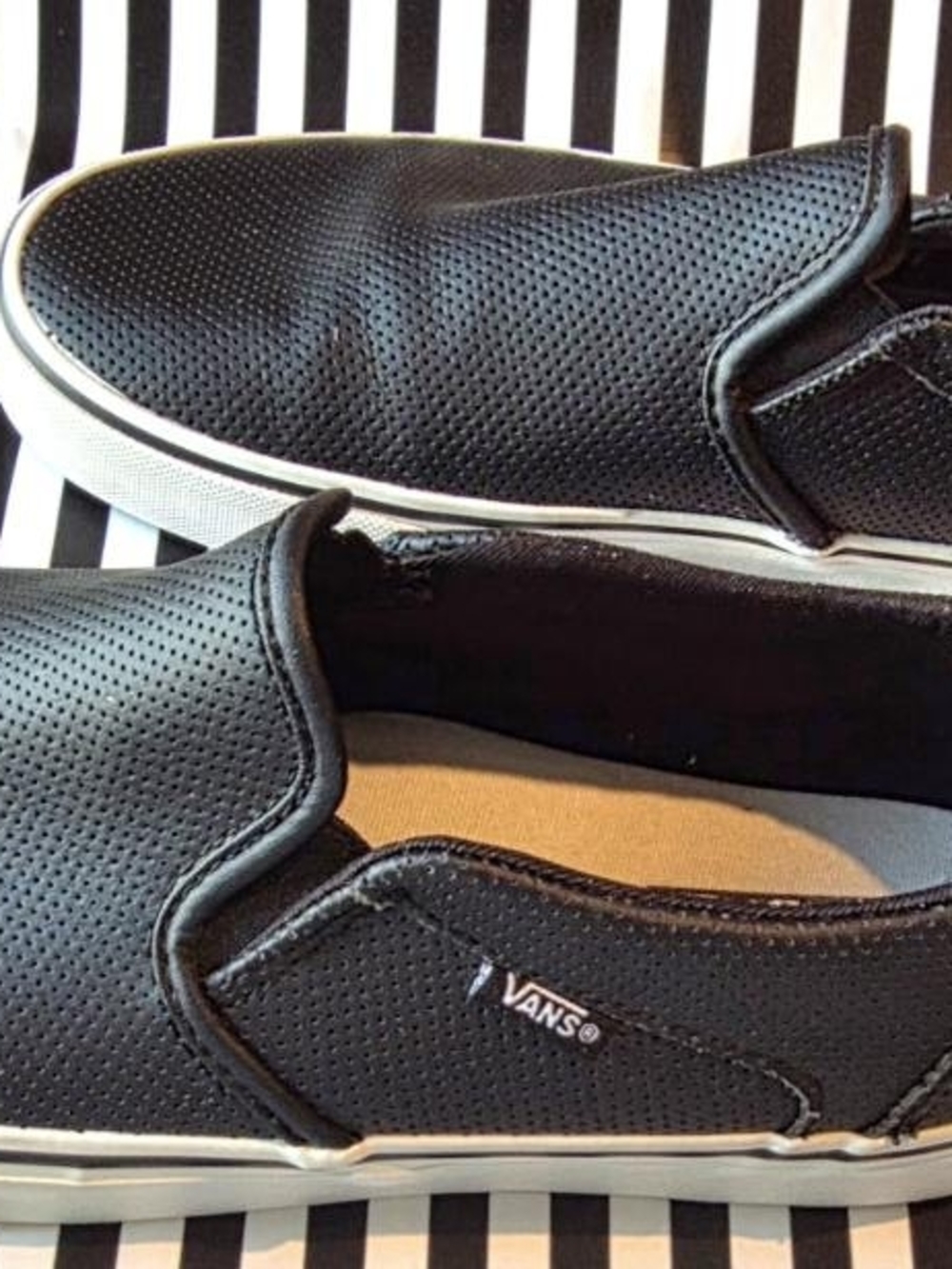 Vans Black Perforated Slip-On Sneakers - Picture 2 of 9